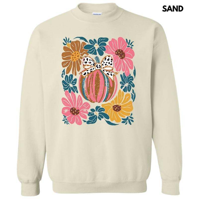 Abstract Flowers & Pumpkin Sweatshirt 'NLB' T-Shirts, Hoodie | InkThreadWorks.com
