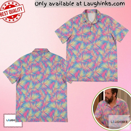 Adam Sandler Pink Palm Print Hawaiian Shirt On The Drew Barrymore Show 2023