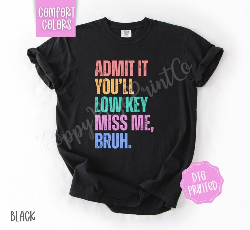 Admit It You'll Low Key Miss Me Bruh Comfort Colors Tshirt, Cute Teacher Apparel, End of Year Shirt, Teacher Tee Hoodie,...
