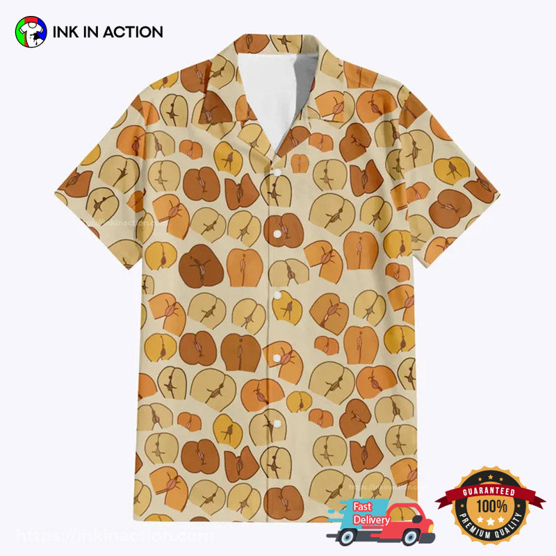 Adult Humor Peaches Butt Hawaiian Shirt