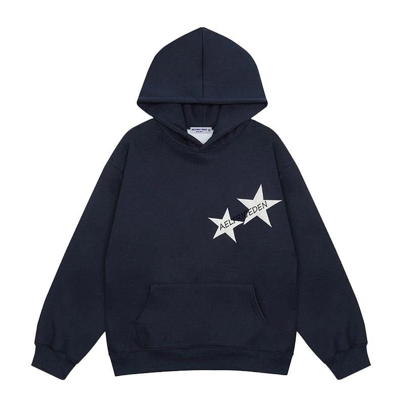 Aelfric Eden Star Print Color Contrast Pullover Hoodie Menswear Tops Sweatshirts T-Shirts | InkThreadWorks.com