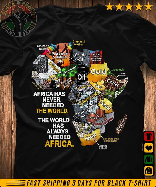 Africa Has Never Need The World - The World Has Always Need Africa Unisex Shirt, Black Men, Black History, BLM Classic 100% Cotton Top Menswear Streetwear