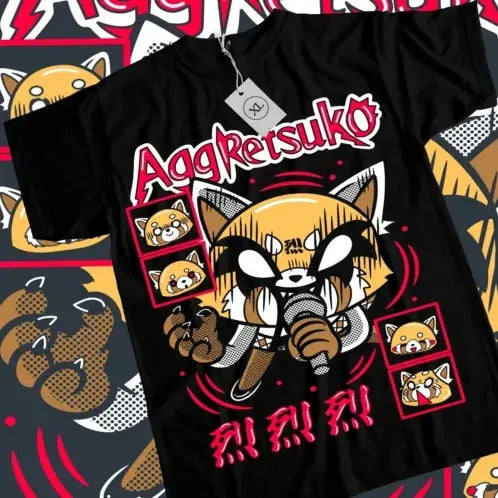 Aggretsuko T-Shirt Aggressive Retsuko Kawaii Waifu Girl Anime Shirt Tee All Size