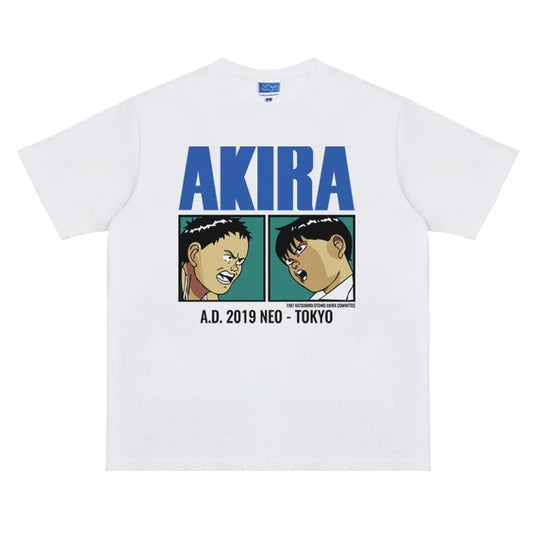 Akira "The Stare Down" Vintage Oversized Tee Anime T-shirt 100% Cotton Original Design Men's Top Streetwear Casual Menswear Tshirt
