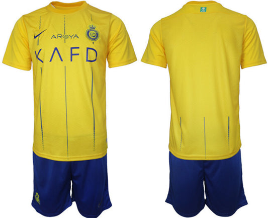 Al Nassr Custom 2023 24 Yellow Away Soccer Jersey Suit