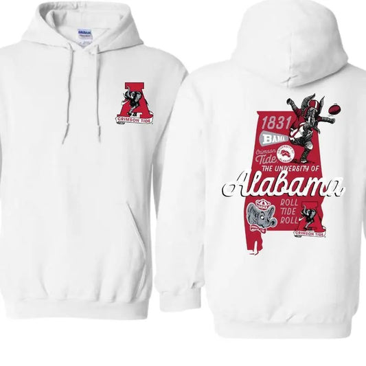 Alabama Crimson Tide Hoodie , Classic University of Alabama Design with Roll Tide Graphics , Perfect for Alabama Fans and College Sports Enthusiasts , Comfortable and Stylish Unisex Hoodie Menswear Sweaters Underwear Casual