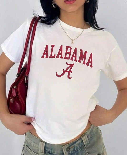 Alabama Vintage Sport Teams NCAA Collection Unisex Crewneck Black Baby Tee, Graphic Team Collection Baby Tee, Gift For NCAA Fans
