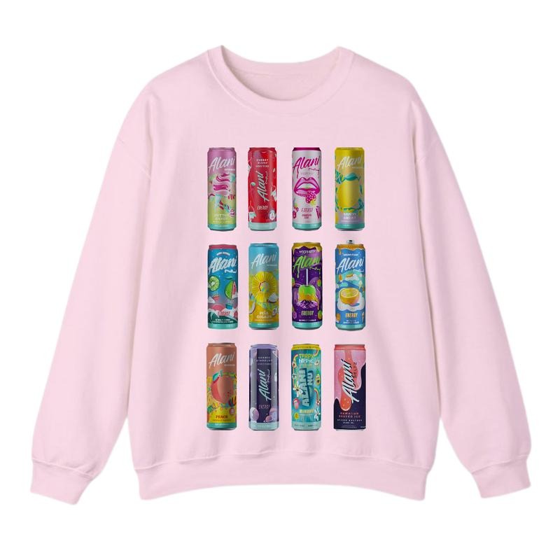 Alani Nu Energy Drink Sweatshirt, Graphic Pullover Cotton Top for Women, Comfy Casual Streetwear with Soft Fabric, Womenswear Top