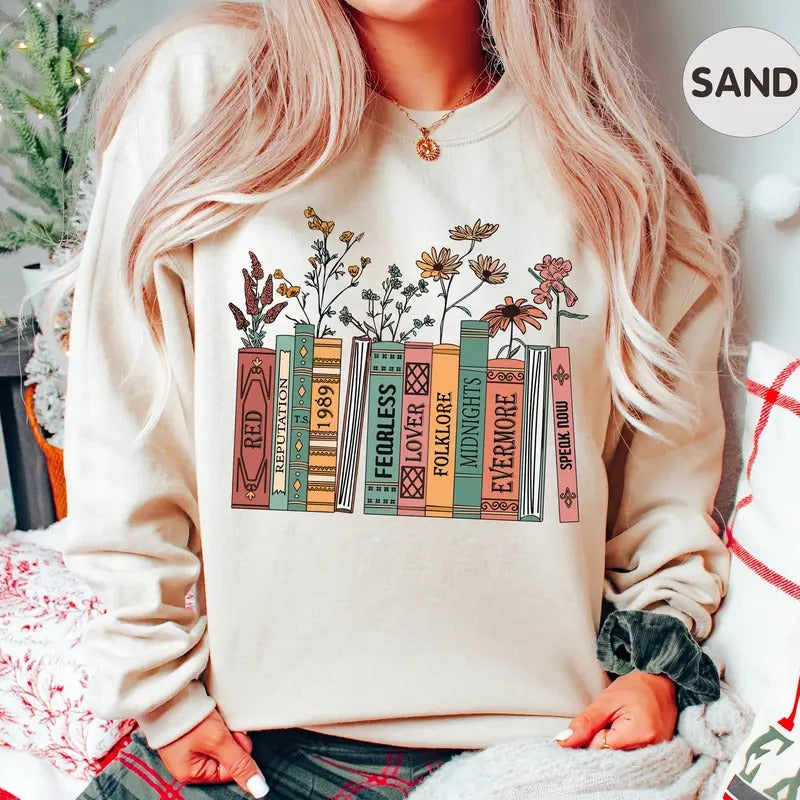 Albums As Books Sweatshirt with the Last Album, Trendy Aesthetic For Book Lovers, TS 1989 Sweatshirt, Swift Sweatshirt,...