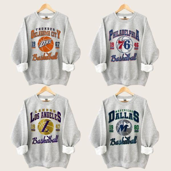 All Team Basketball Vintage 90s Shirts - Retro Crewneck for Basketball Fans Hoodie, Sweatshirt | InkThreadWorks.com