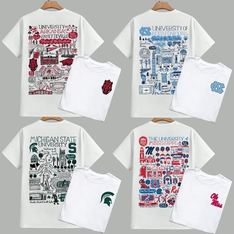 All Team Football Vintage Sketched T-Shirt, Throwback College Football Crewneck, Unisex Retro Football Fan Pullover
