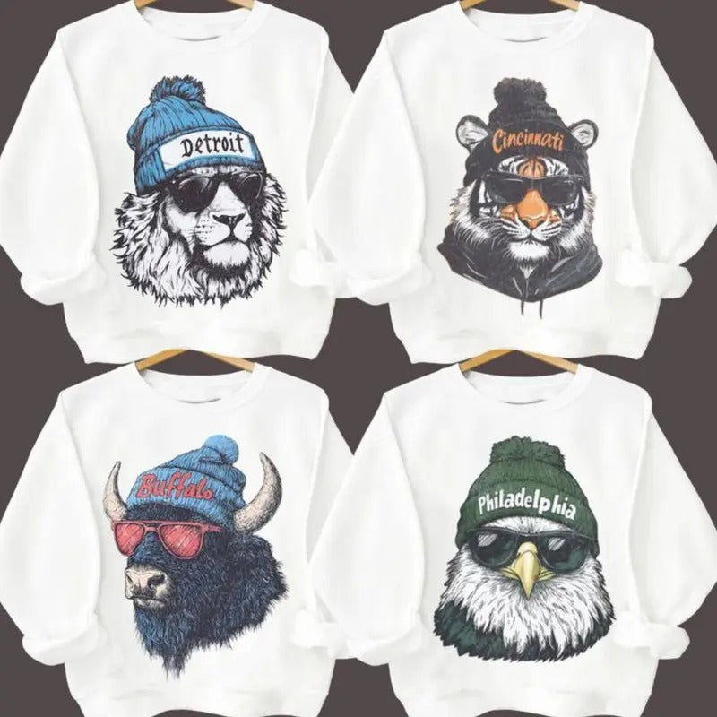 All Team Mascot Football White Sweatshirt, Vintage 90s Graphic Style All Teams Football Sweatshirt team football