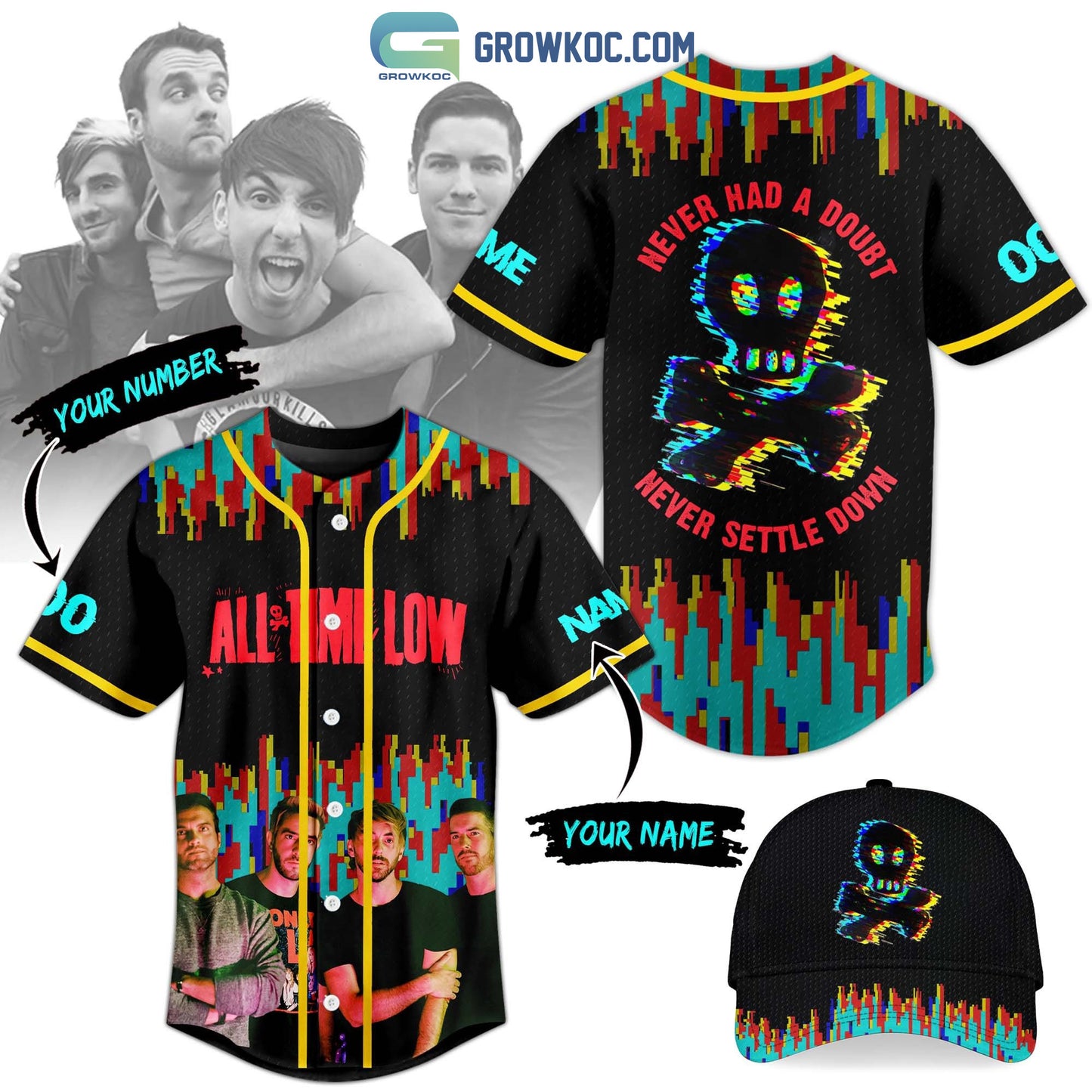 All Time Low Never Had A Doubt Never Settle Down Personalized Baseball Jersey