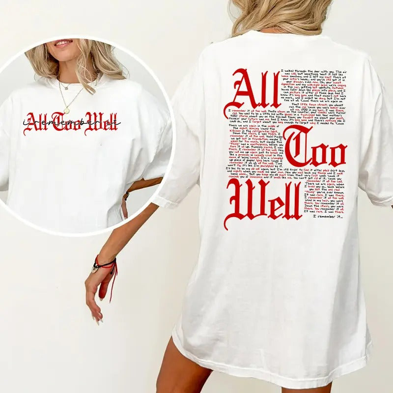 All Too Well Shirt, I Remember It Shirt, Music Lover Shirt, All Too Well TShirt, Music Lover Gift, Red Album Unisex...