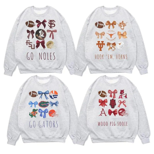 All team Football Coquette Soft Sweatshirt, College Shirt, Customize your College Shirt Off- ash Unisex Sweatshirt Classic Menswear Embroidered Hoodie Spandex Sport Stretch Tops