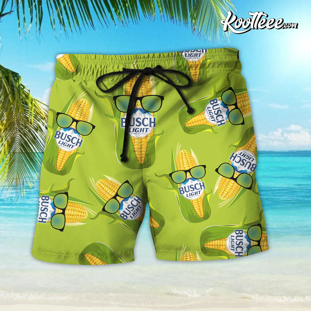 Aloha Busch Light Corn Hawaiian Shirt And Shorts