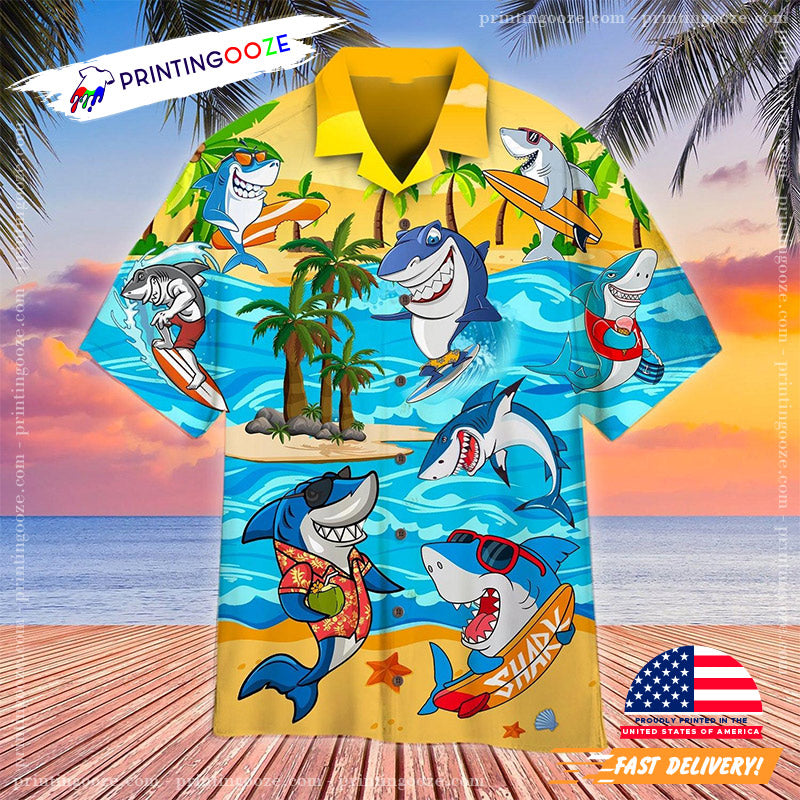 Aloha Shark In Summer Hawaiian Shirt