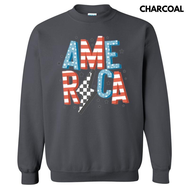 America Lightning Bolt Sweatshirt T-Shirts, Hoodie | InkThreadWorks.com