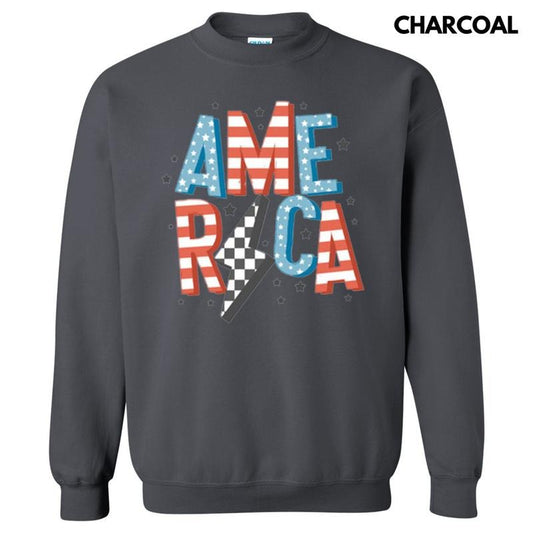 America Lightning Bolt Sweatshirt T-Shirts, Hoodie | InkThreadWorks.com