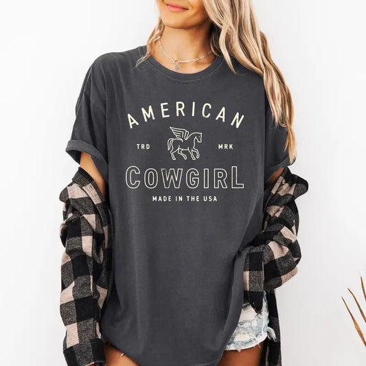 American Cowgirl, Retro, Western, Country, Classic, Vintage Shirt, Women's Comfort Color Tee, Tshirt