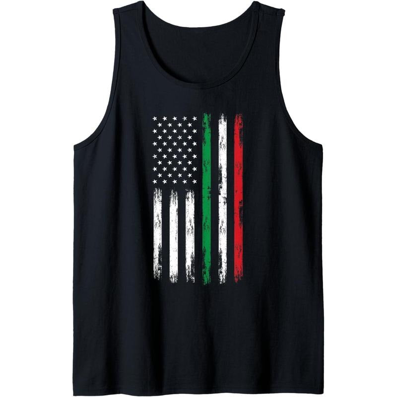 American Flag Italian Roots Italy Italia Patriotic Tank Top made in USA