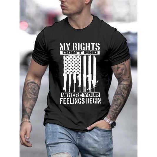 American Flag Print, Men's Round Crew Neck Short Sleeve, Simple Style Tee Fashion Regular Fit T-Shirt, Casual Comfy Breathable Top For Spring Summer Holiday Leisure Vacation Men's Clothing As Gift Made in USA