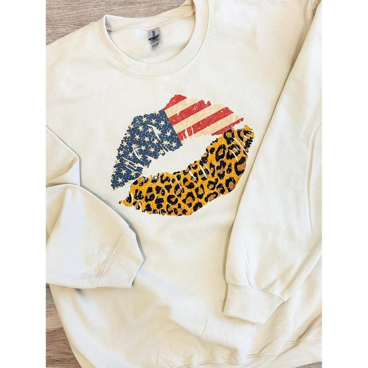 American Leopard Lips Graphic Top