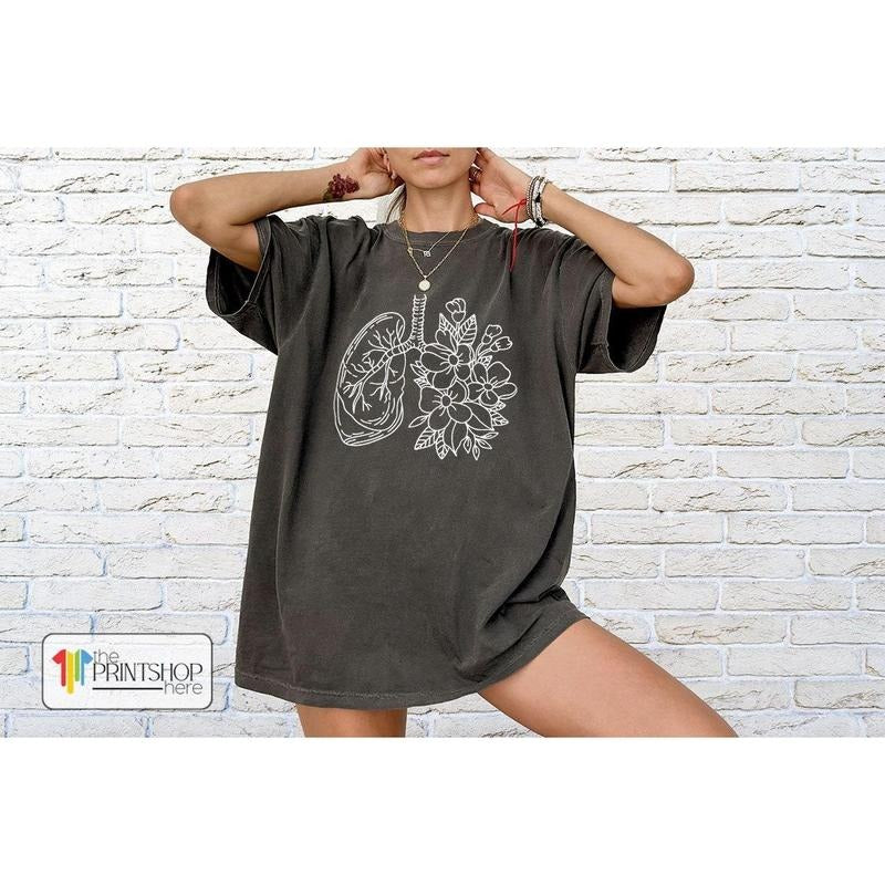 Anatomical Lung Shirt, Therapist Shirt, Floral Lungs Shirt Best Price Hoodie, Sweatshirt | InkThreadWorks.com
