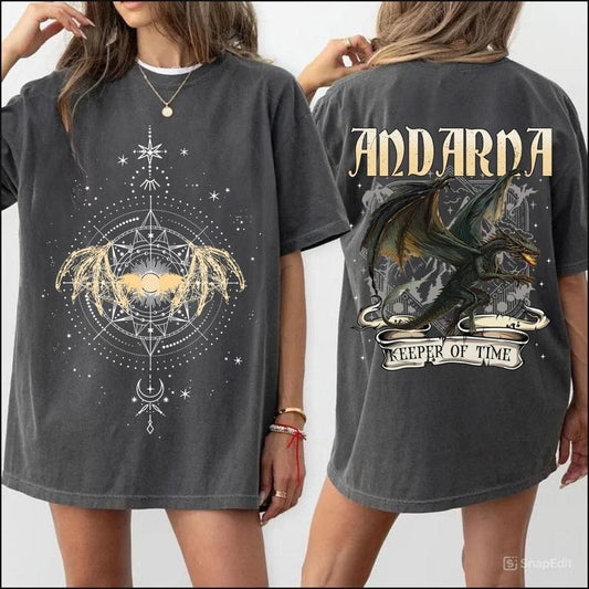 Andarna Dragon T-Shirt, Keeper of Time Fantasy Tee, Mythical Creature Graphic Shirt, Magic Academy Aesthetic Cozy Bookish Gift