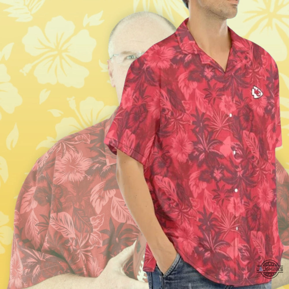 Andy Reid Hawaiian Shirt Kansas City Current Kc Chiefs Tommy Bahama Red Fuego Floral Button Up Shirt Replica High Quality