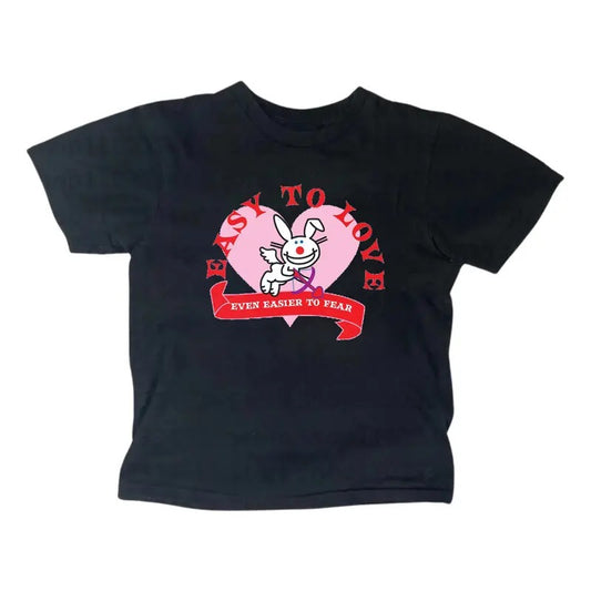 Angel Happy Bunny Baby Tee, Y2k Top Women Streetwear, Gothic Emo Girl Top, Scene Clothing 2000s, Casual Cotton Short...
