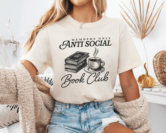 Anti Social Book Club Unisex Casual Shirt, Trendy Booktok Crewneck Shirt, Long Sleeve or Short Sleeve Unisex Shirt