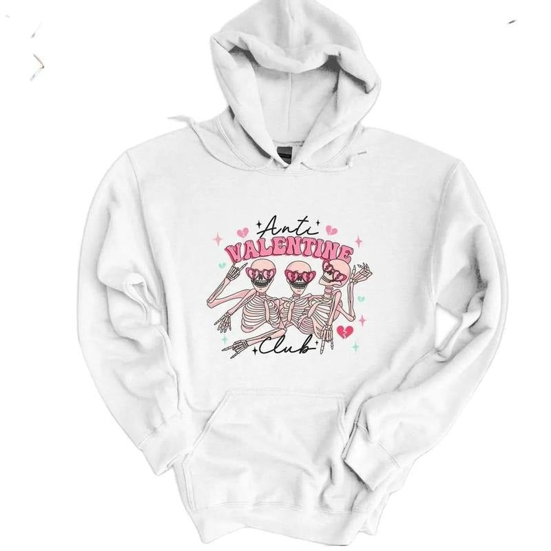 Anti Valentine Club Sweatshirt, Retro Valentine Sweater for Women T-Shirts, Hoodie | InkThreadWorks.com