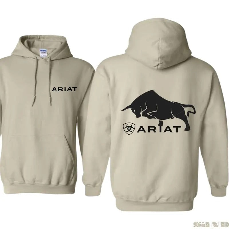 Ariat Hoodie for Men, Bold Bull Graphic, Iconic Logo, Outdoor and Western Style, Durable, Womenswear