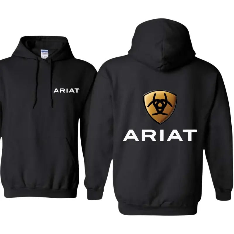 Ariat Hoodie, Luxurious gold logo design, ideal for outdoor activities and premium fashion style T-Shirts, Sweatshirt