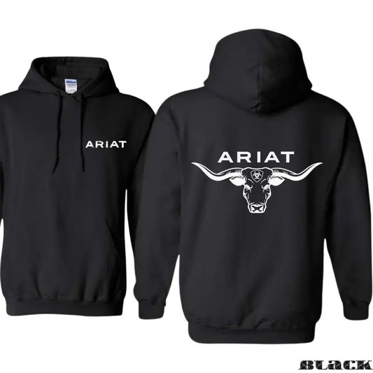 Ariat Hoodie, Western-style longhorn bull head design, suitable for outdoor activities and casual wear, providing a bold...