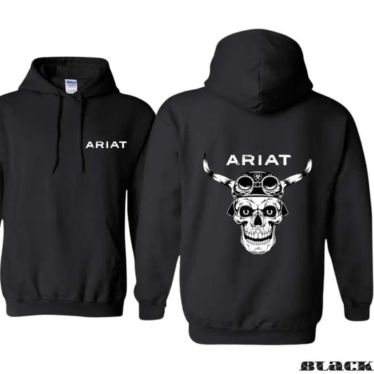 Ariat Unisex Hoodie, Intricate Dual Bull Skull Design, Perfect for Everyday Wear Hoodie, Womenswear T-Shirts, Sweatshirt