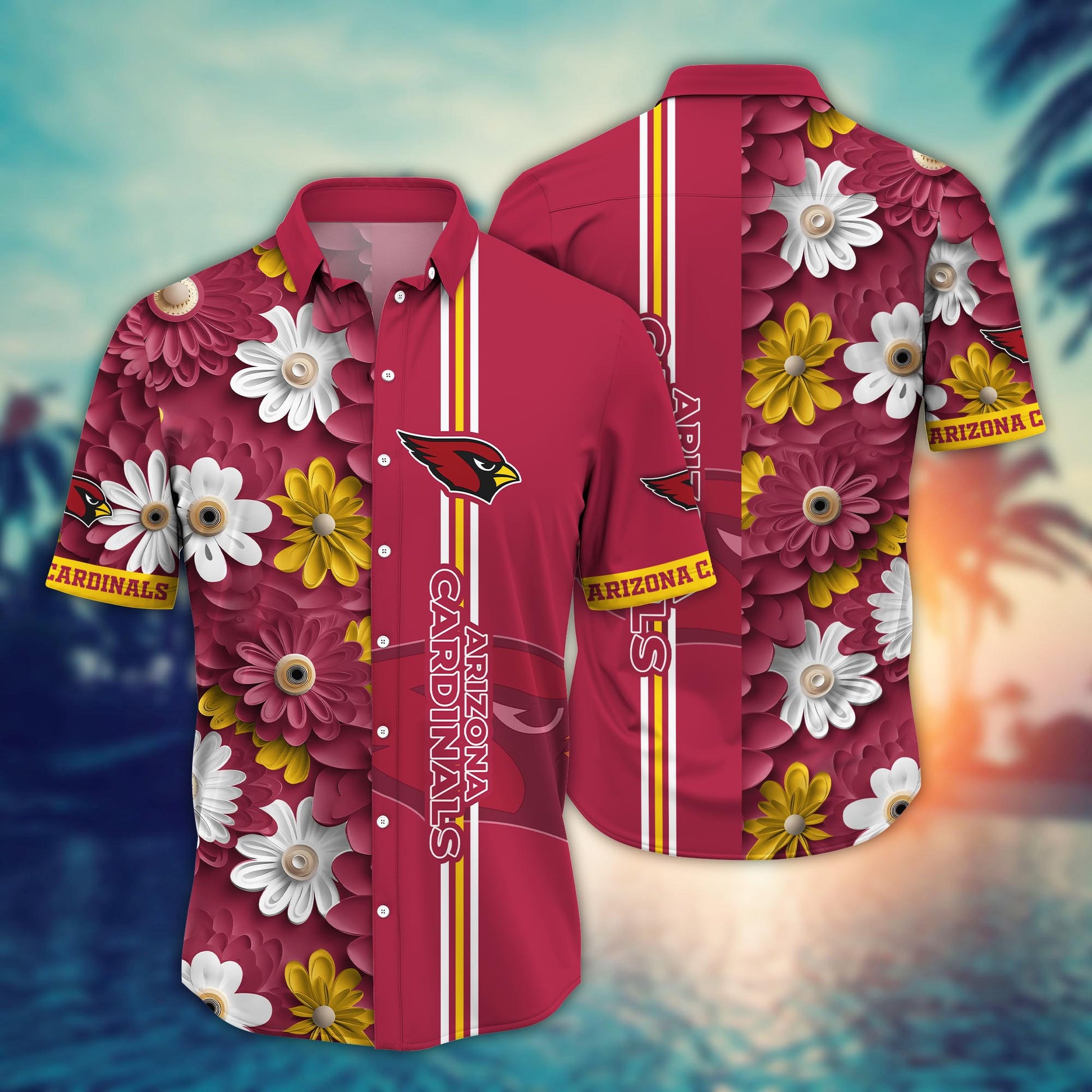 Arizona Cardinals Hawaiian Shirt Daisy Stripe Design 566904