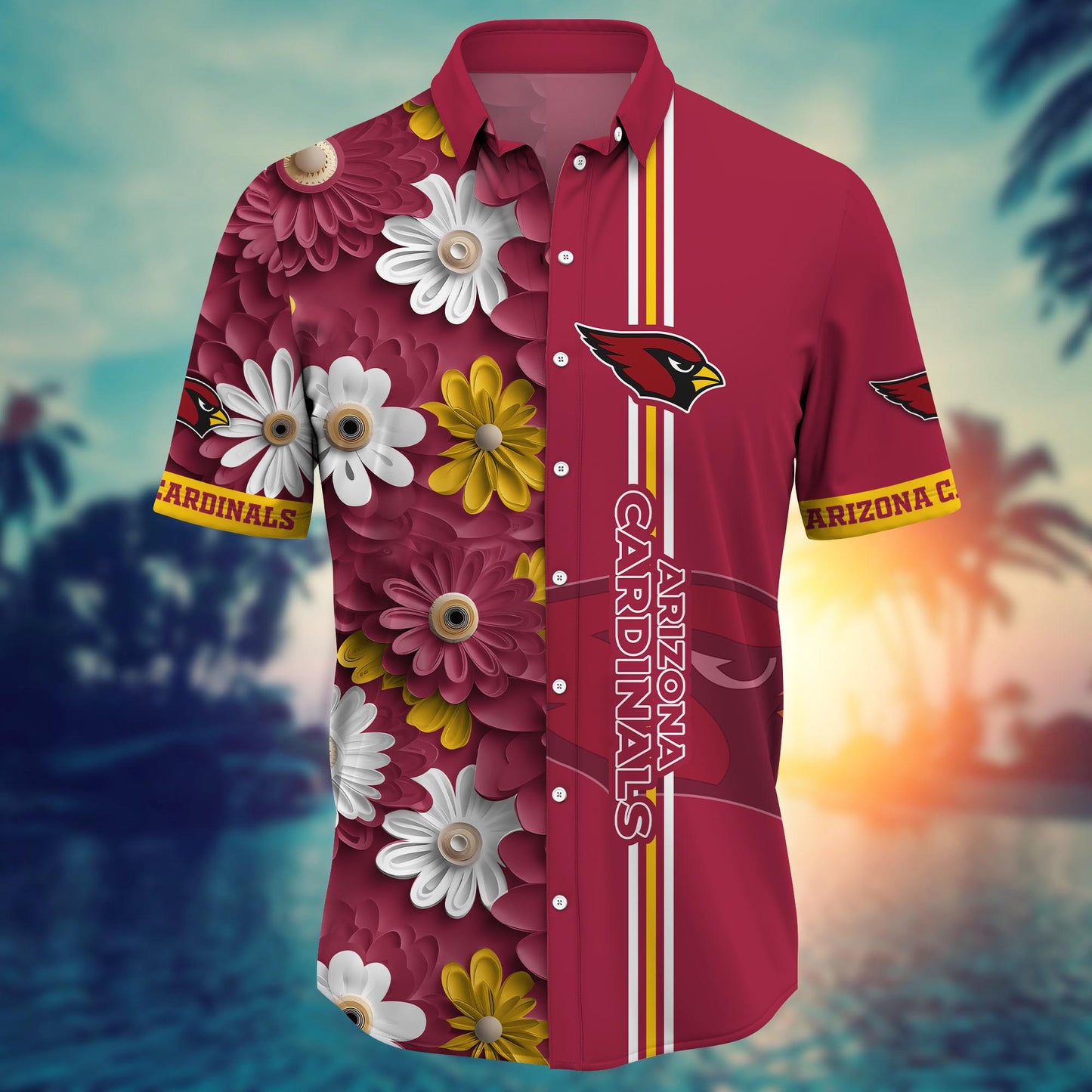 Arizona Cardinals Hawaiian Shirt Daisy Stripe Design 566904