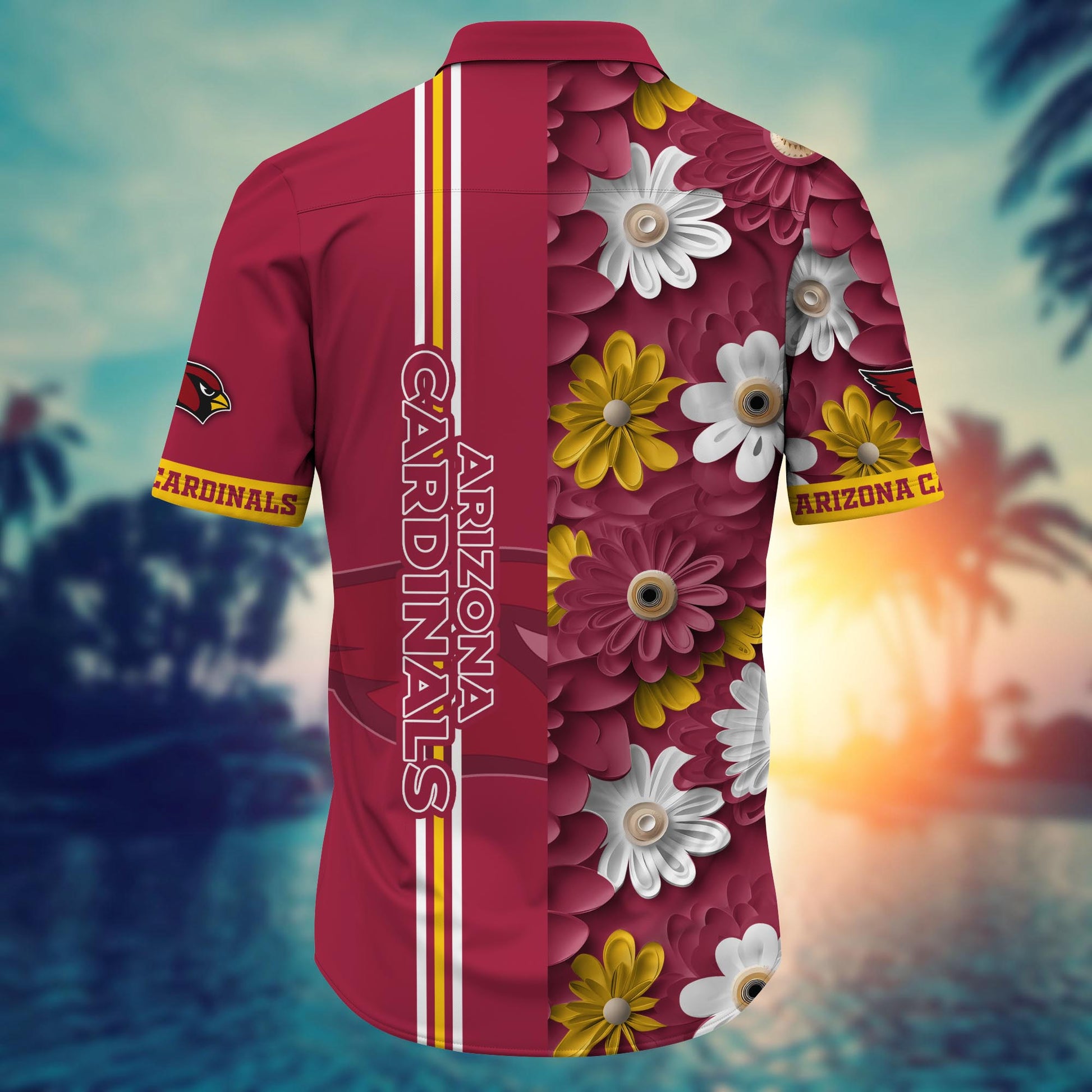 Arizona Cardinals Hawaiian Shirt Daisy Stripe Design 566904