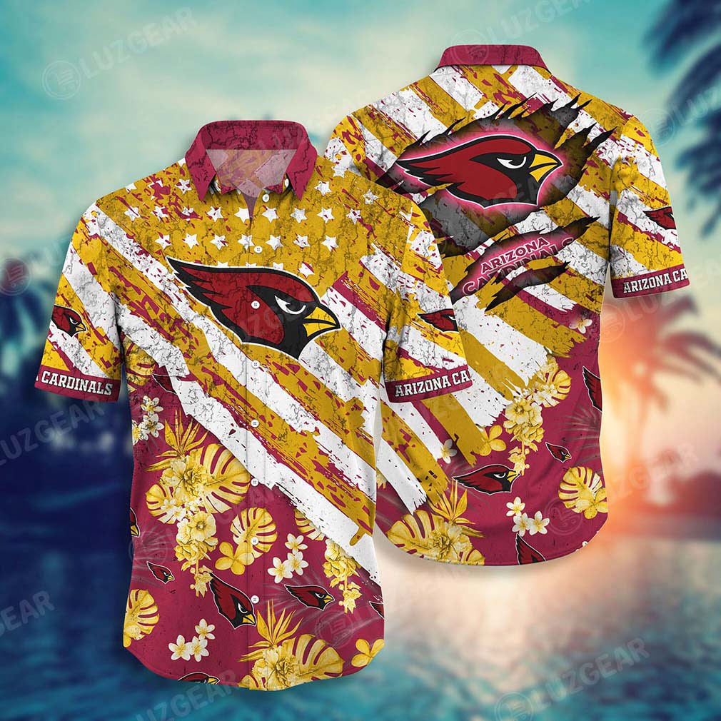 Arizona Cardinals Hawaiian Shirt Tropical Stripes Football Fan Tee