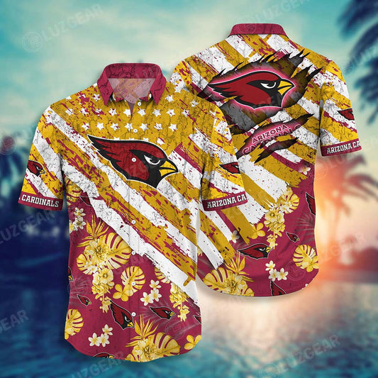 Arizona Cardinals Hawaiian Shirt Tropical Stripes Football Fan Tee