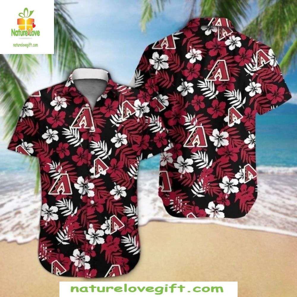 Arizona Diamondbacks Hawaiian Shirt Black Floral Elegance Baseball Apparel