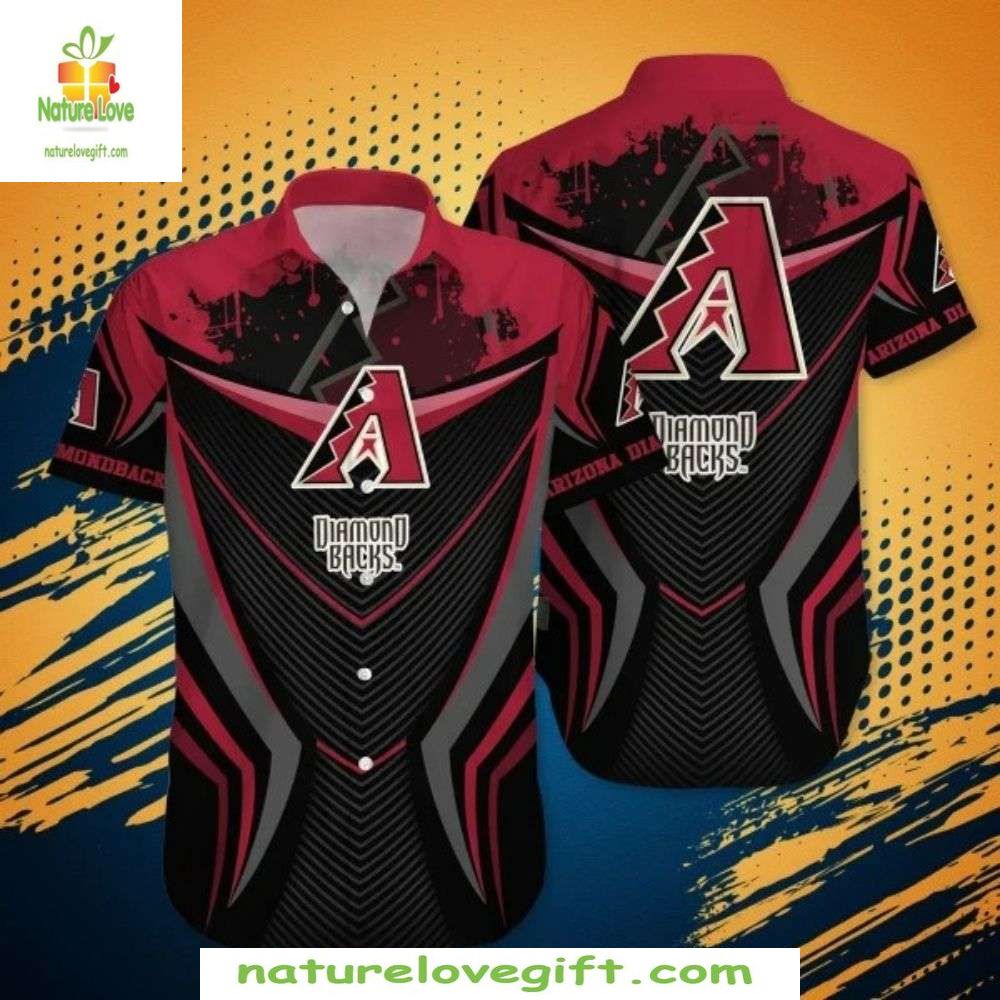 Arizona Diamondbacks Hawaiian Shirt Black Red MLB Baseball Aloha Shirt