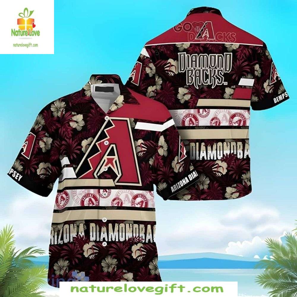 Arizona Diamondbacks Hawaiian Shirt Burgundy Floral Baseball Apparel