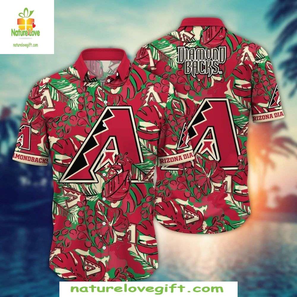 Arizona Diamondbacks Hawaiian Shirt Green Foliage MLB Baseball Apparel