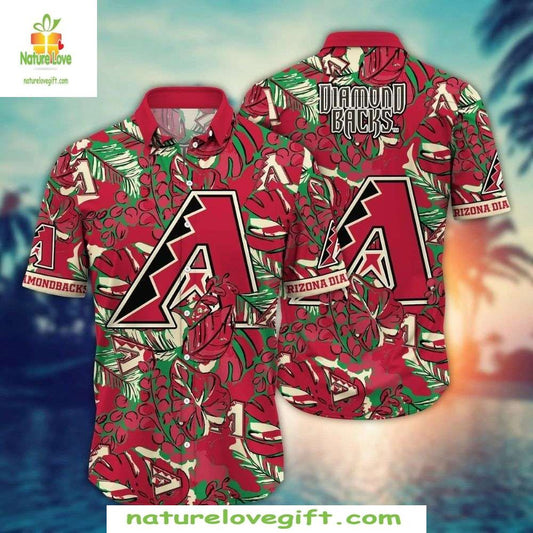 Arizona Diamondbacks Hawaiian Shirt Green Foliage MLB Baseball Apparel