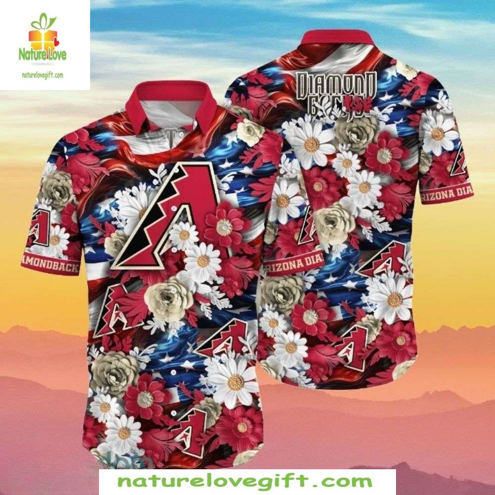 Arizona Diamondbacks MLB Hawaiian Shirt Patriotic Bloom Baseball Apparel