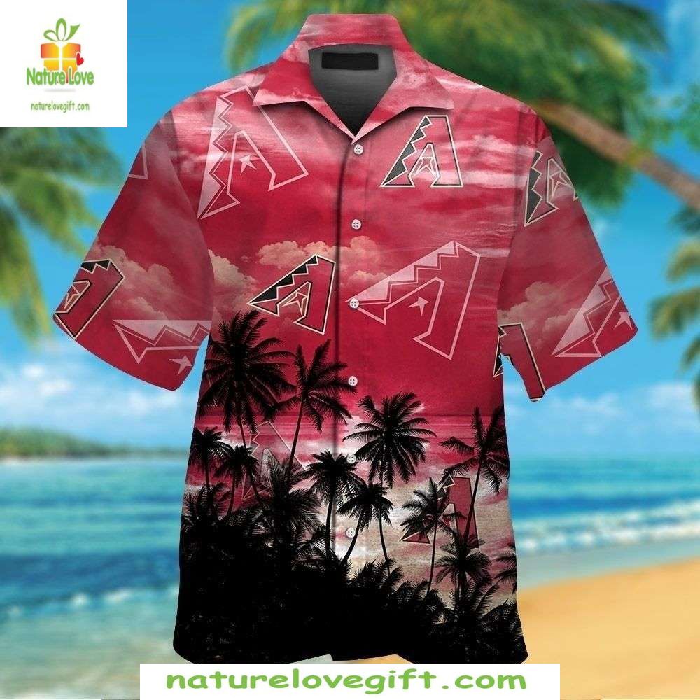 Arizona Diamondbacks MLB Hawaiian Shirt Pink Skies Palm Baseball Apparel