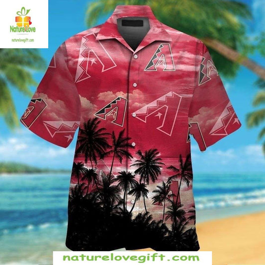 Arizona Diamondbacks MLB Hawaiian Shirt Pink Skies Palm Baseball Apparel